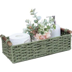 New Round Paper Rope Storage Basket Wicker Baskets for Organizing with Handle